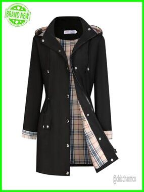 Women's Waterproof Hooded Raincoat Lightweight Windbreaker